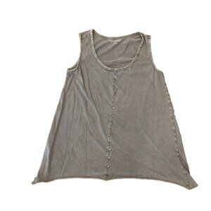 Soft Surroundings Medium Gray Studs Tunic Tank Top Asymmetrical Hem Soft Cotton